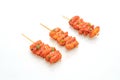 Deep fried Korean rice cake Tteokbokki skewered with spicy sauce Royalty Free Stock Photo