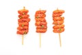 Deep fried Korean rice cake Tteokbokki skewered with spicy sauce Royalty Free Stock Photo