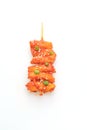 Deep fried Korean rice cake Tteokbokki skewered with spicy sauce Royalty Free Stock Photo