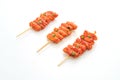 Deep fried Korean rice cake Tteokbokki skewered with spicy sauce Royalty Free Stock Photo