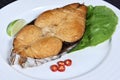 Deep fried Mackerel fish steak Royalty Free Stock Photo
