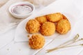 Deep Fried Mozzarella Cheese Ball Cranberry Sauce Royalty Free Stock Photo