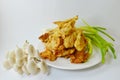 Deep-fried oyster mushroom on dish Royalty Free Stock Photo