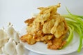 Deep-fried oyster mushroom on dish Royalty Free Stock Photo