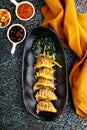 Deep fried potstickers or dumplings Royalty Free Stock Photo