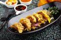 Deep fried potstickers or dumplings Royalty Free Stock Photo