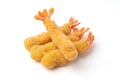 Deep-fried prawns with crispy flour and breadcrumbs (Shrimp tempura) isolated on a white background. Royalty Free Stock Photo