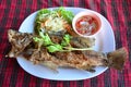 Deep fried seabass fish with spicy seafood sauce, Seafood Thai s