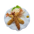 Deep Fried Shrimp on White Background Royalty Free Stock Photo