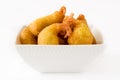 Deep fried shrimps in a bowl isolated Royalty Free Stock Photo