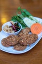 Deep Fried Spicy Minced Pork (Laab Moo Tod) Royalty Free Stock Photo