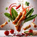 Deep fried spring roll, traditional Asian snack and appetizer