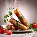 Deep fried spring roll, traditional Asian snack and appetizer