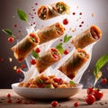 Deep fried spring roll, traditional Asian snack and appetizer