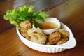 Deep fried spring rolls serving with plum sauce Royalty Free Stock Photo