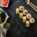 Deep Fried Sushi Rolls with Salmon and Philadelphia Cream Cheese Royalty Free Stock Photo