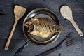 Deep Fried Tilapia Fish with salt, Top view Royalty Free Stock Photo