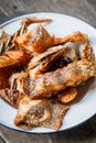 Deep Fried Tilapia Fish with salt, Top view. Royalty Free Stock Photo