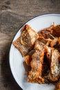 Deep Fried Tilapia Fish with salt, Top view. Royalty Free Stock Photo