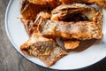 Deep Fried Tilapia Fish with salt, Top view. Royalty Free Stock Photo