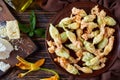 Deep fried zucchini flowers on a plate Royalty Free Stock Photo