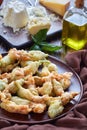 Deep fried zucchini flowers on a plate Royalty Free Stock Photo