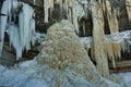 Deep in the frozen Valaste waterfall, Estonia. Royalty Free Stock Photo