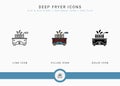 Deep fryer icons set vector illustration with solid icon line style. Potato basket concept. Royalty Free Stock Photo