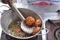 Deep frying pakora