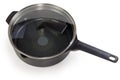 Deep frying pan with non-stick coating with glass lid Royalty Free Stock Photo