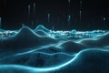 Deep Futuristic Digital Sky with Flowing Blue Elements and Glowing Points