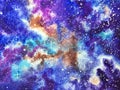 Deep galaxy violet and blue watercolor background