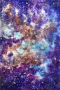 Deep galaxy violet and blue watercolor background