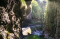 A deep gorge with a river in the mountains of Italy Royalty Free Stock Photo