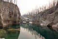 Deep Green Pool of still water in Meadow Creek Gorge in the Bob Marshall Wilderness area in Montana USA