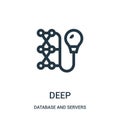 deep icon vector from database and servers collection. Thin line deep outline icon vector illustration