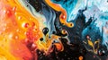 The deep inky blackness of ferrofluid seems to almost swallow up the surrounding bright swirling colors creating an