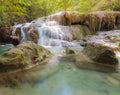 Deep jungle Waterfall in National Park Kanjanaburi Thailand Royalty Free Stock Photo