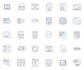 Deep Learning line icons collection. Neural, Nerk, Artificial, Intelligence, Cognitive, Algorithm, Machine vector and Royalty Free Stock Photo