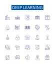 Deep learning line icons signs set. Design collection of Deep learning, Neural networks, Machine learning Royalty Free Stock Photo
