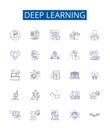 Deep learning line icons signs set. Design collection of Deep learning, Neural networks, Machine learning Royalty Free Stock Photo