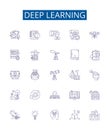 Deep learning line icons signs set. Design collection of Deep learning, Neural networks, Machine learning Royalty Free Stock Photo