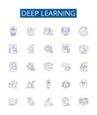 Deep learning line icons signs set. Design collection of Deep learning, Neural networks, Machine learning Royalty Free Stock Photo