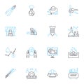 Deep learning linear icons set. Neural nerks, Artificial intelligence, Big data, Convolution, Classification, Machine