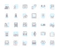 Deep learning linear icons set. Neural nerks, Artificial intelligence, Machine learning, Training, Algorithms, Big data Royalty Free Stock Photo