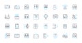 Deep learning linear icons set. Neural nerks, Artificial intelligence, Machine learning, Training, Algorithms, Big data Royalty Free Stock Photo