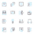 Deep learning linear icons set. Neural nerks, Artificial intelligence, Machine learning, Training, Algorithms, Big data Royalty Free Stock Photo