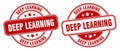 Deep learning stamp. deep learning label. round grunge sign Royalty Free Stock Photo