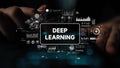 Deep Learning Technology for Data Analysis and Artificial Intelligence Visualization Concept with Hands Interaction Royalty Free Stock Photo