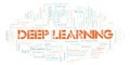 Deep Learning typography word cloud create with the text only Royalty Free Stock Photo